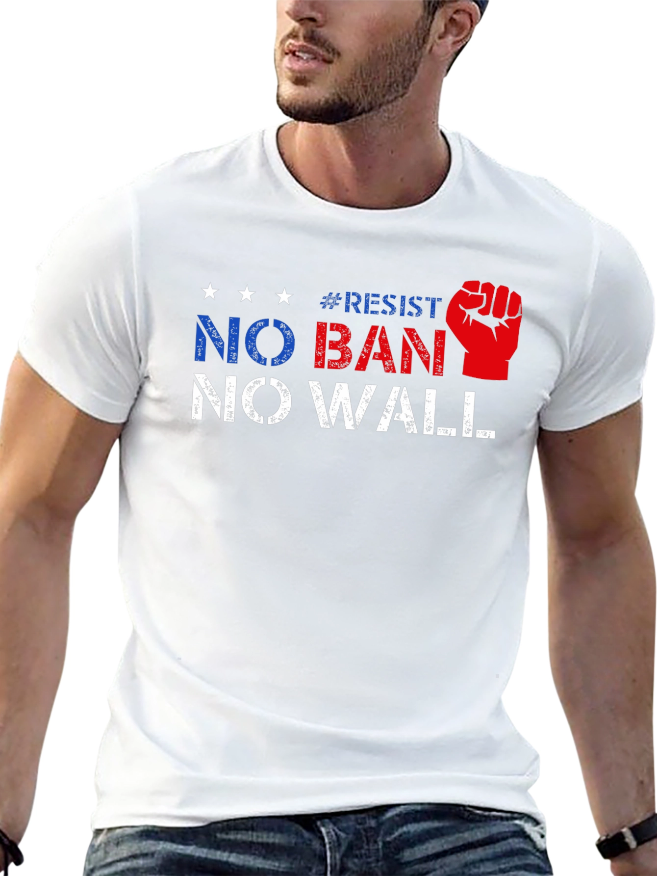 Resist No Ban No Wall Political T-Shirt