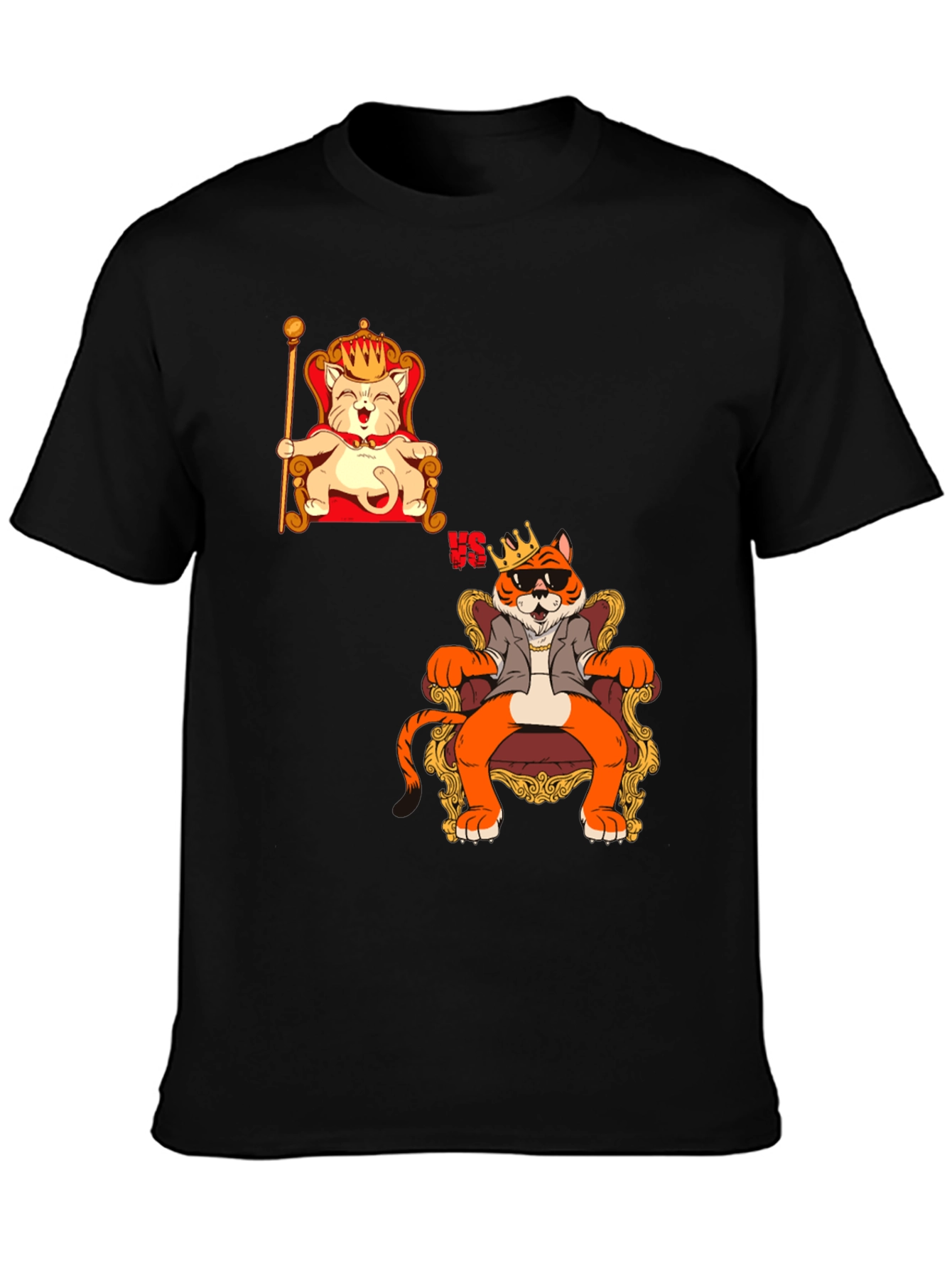 King Cat VS King Tiger Black T-Shirt