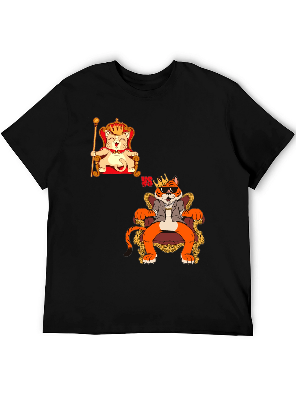 King Cat VS King Tiger Black T-Shirt