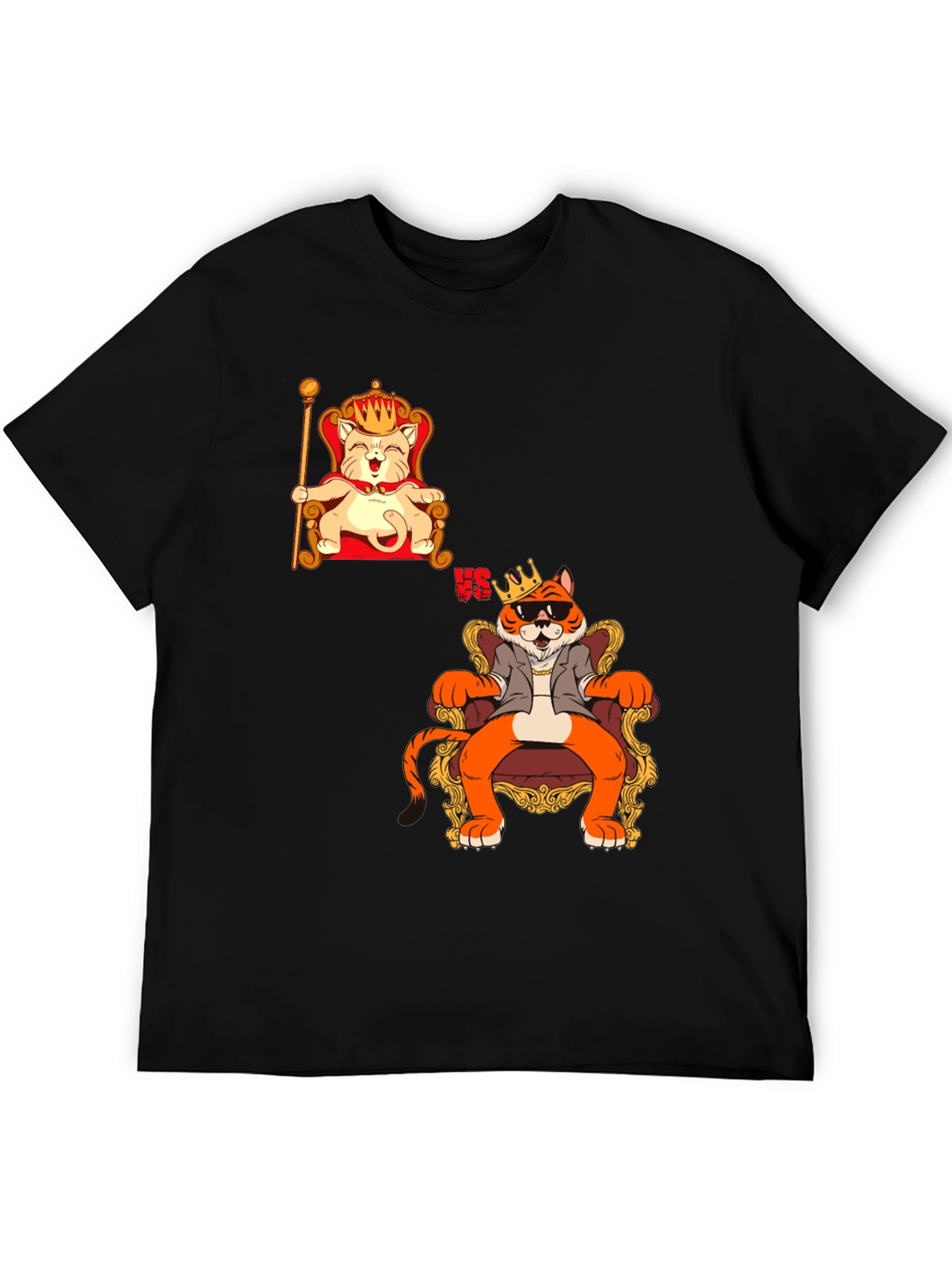 King Cat VS King Tiger Black T-Shirt