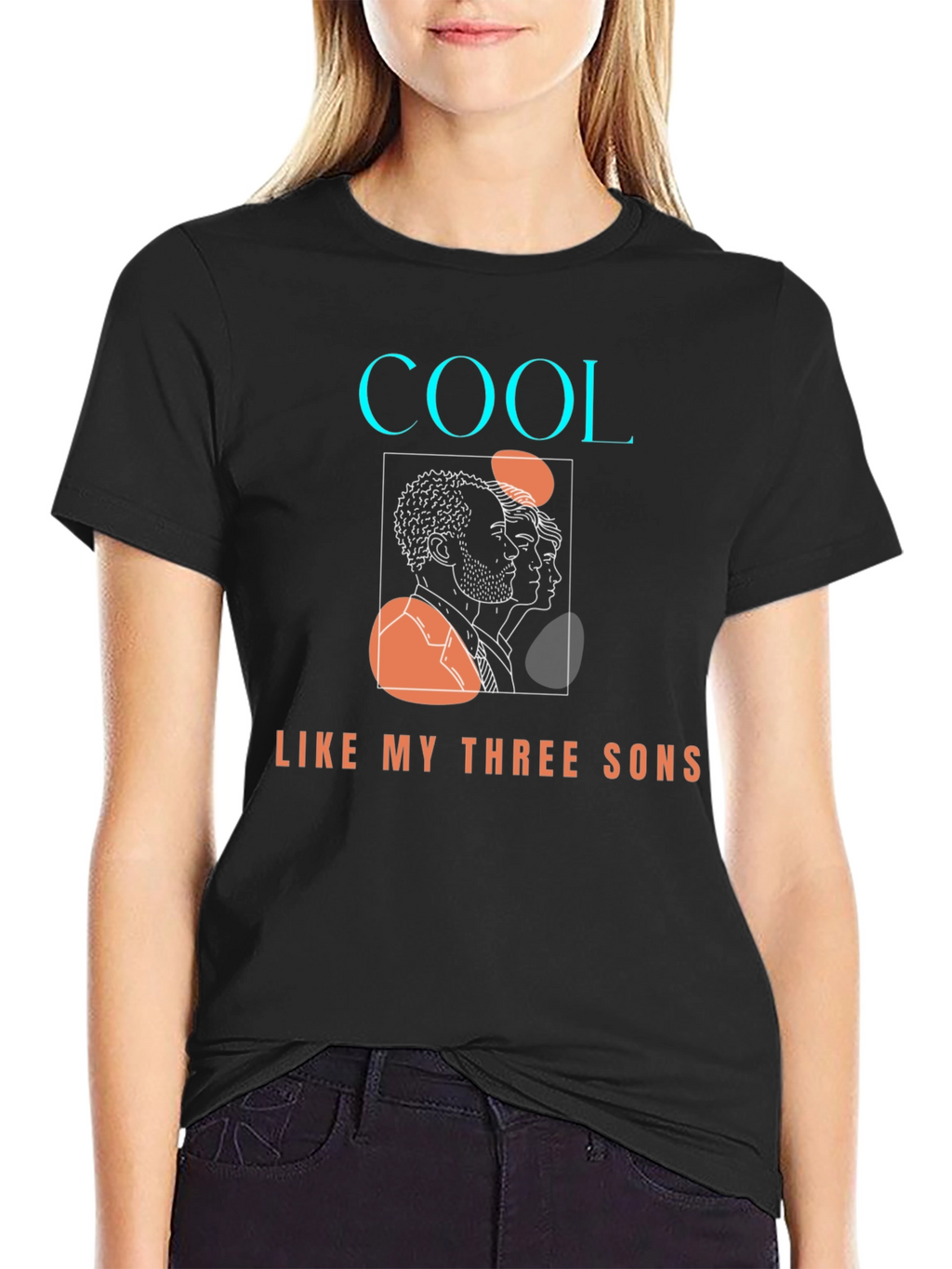 Cool Like My Three Sons Black Graphic Tee