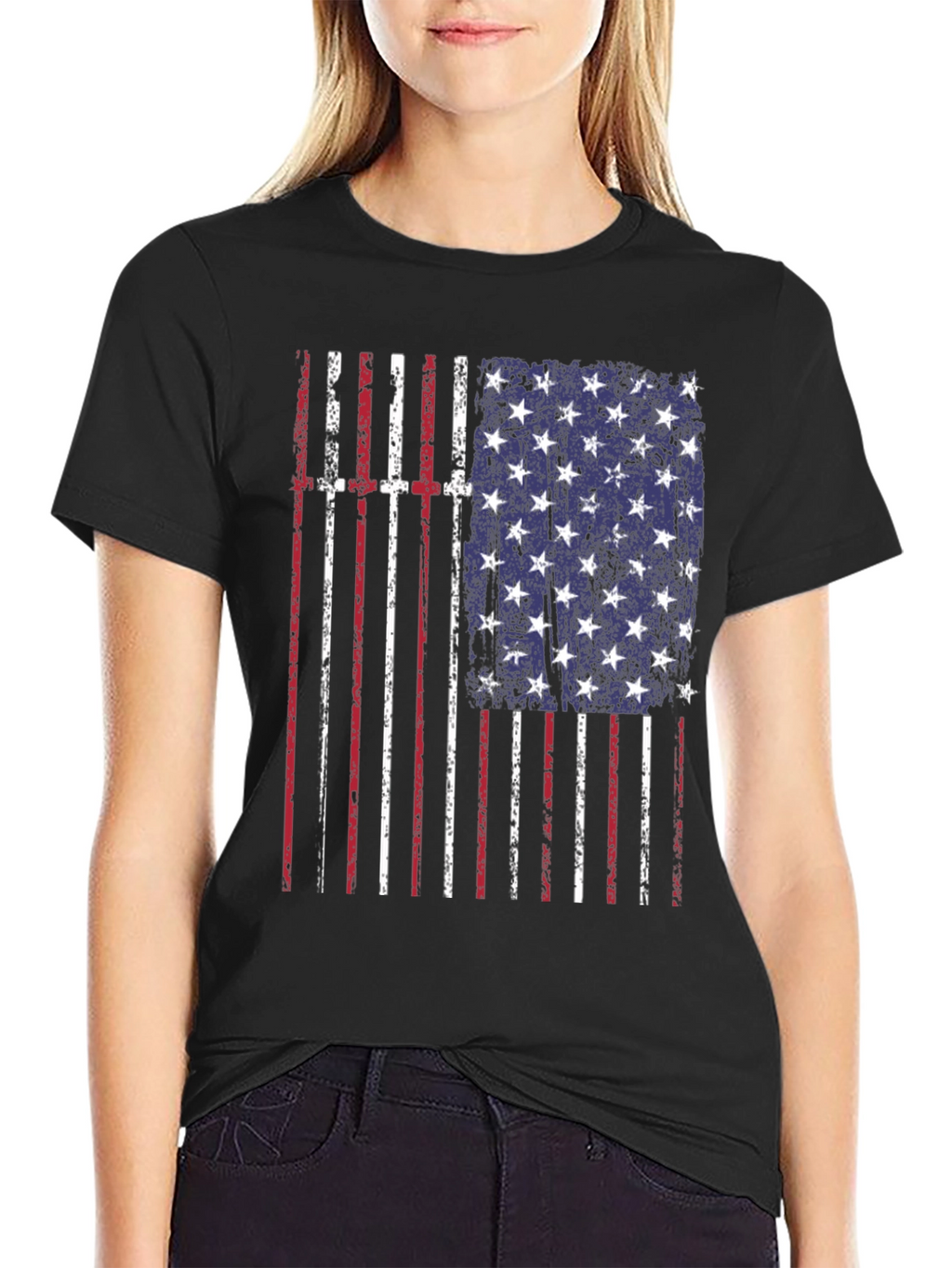 American Flag Distressed T-Shirt