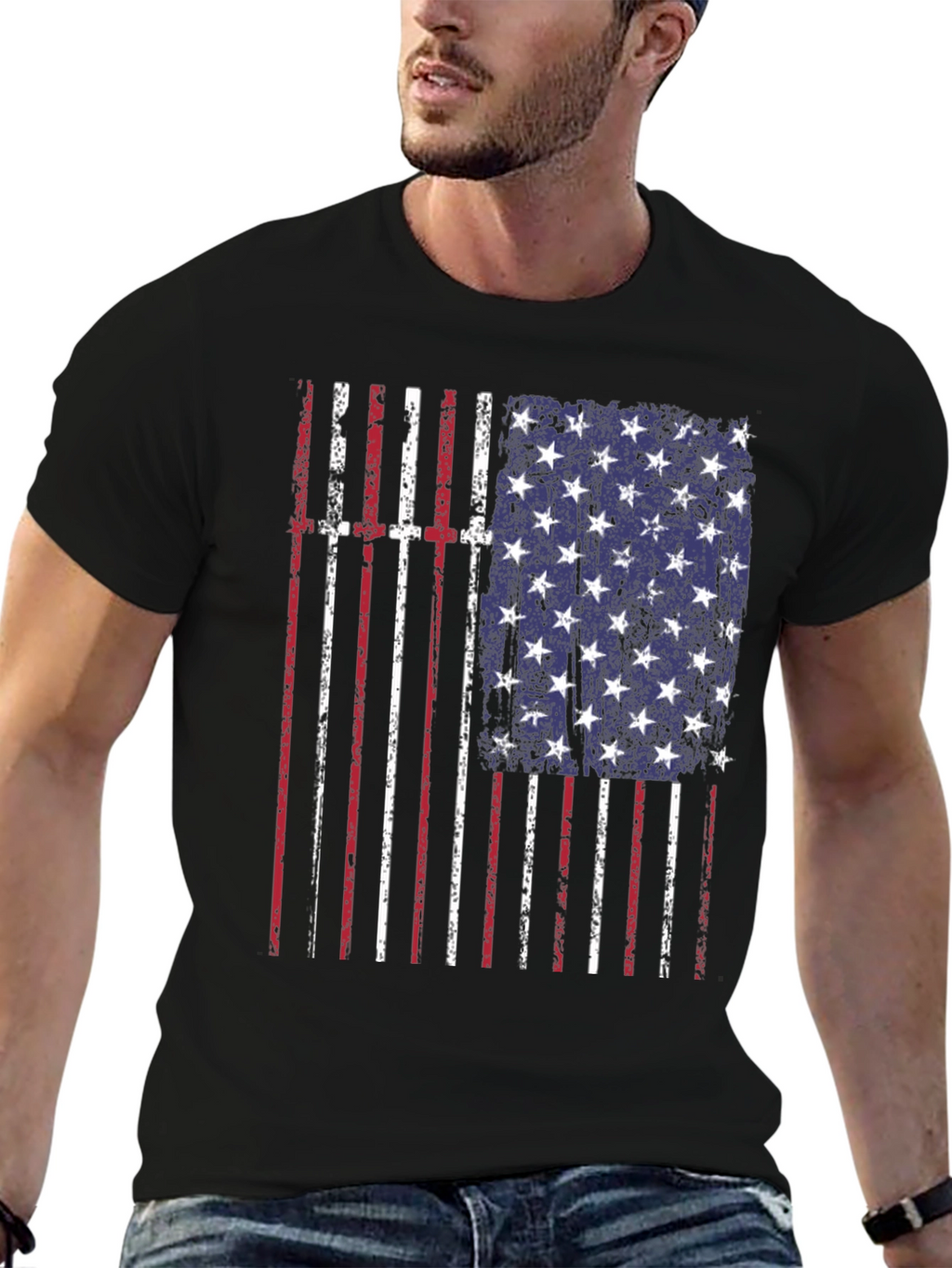 American Flag Distressed T-Shirt