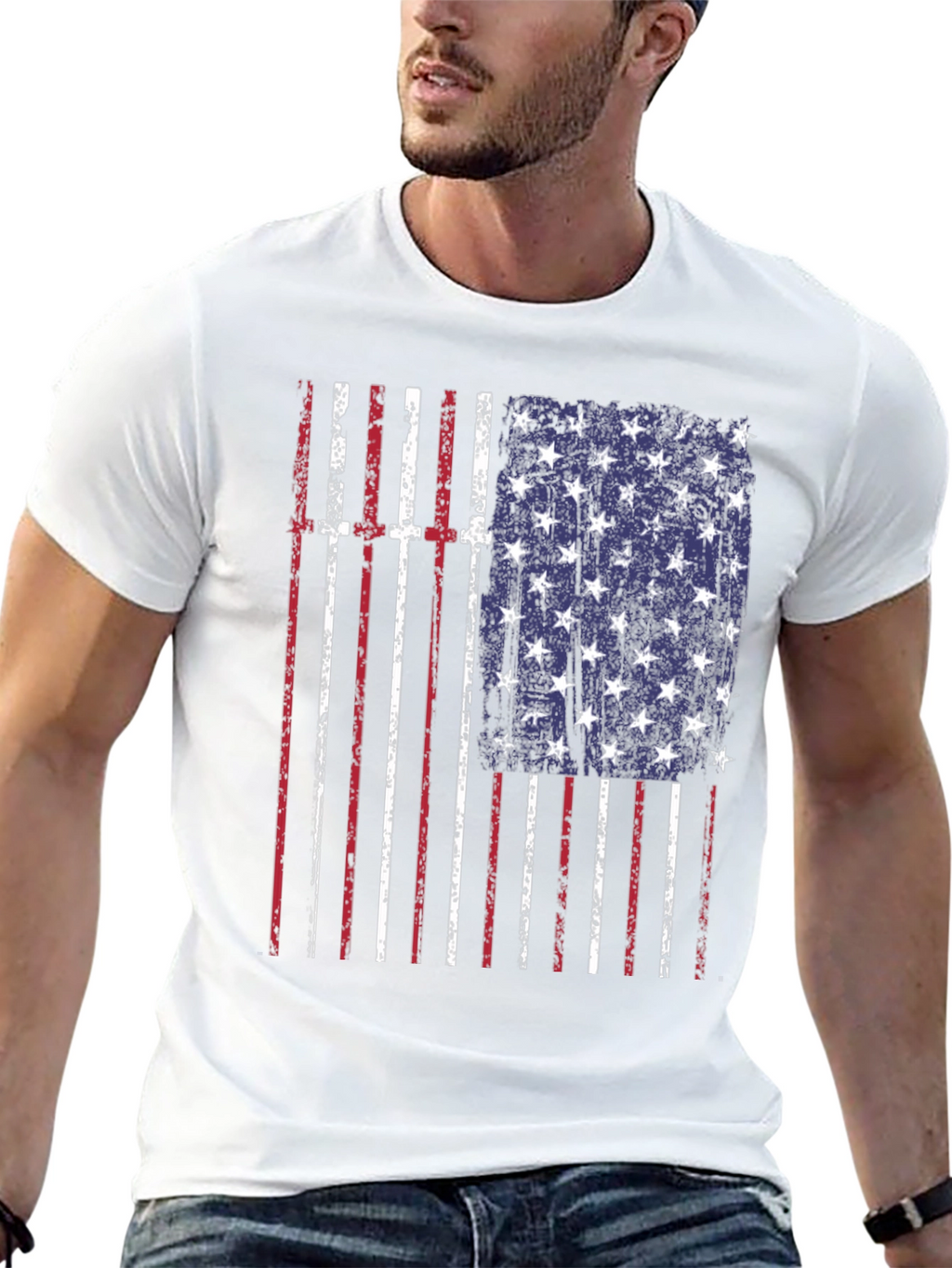 American Flag Distressed T-Shirt