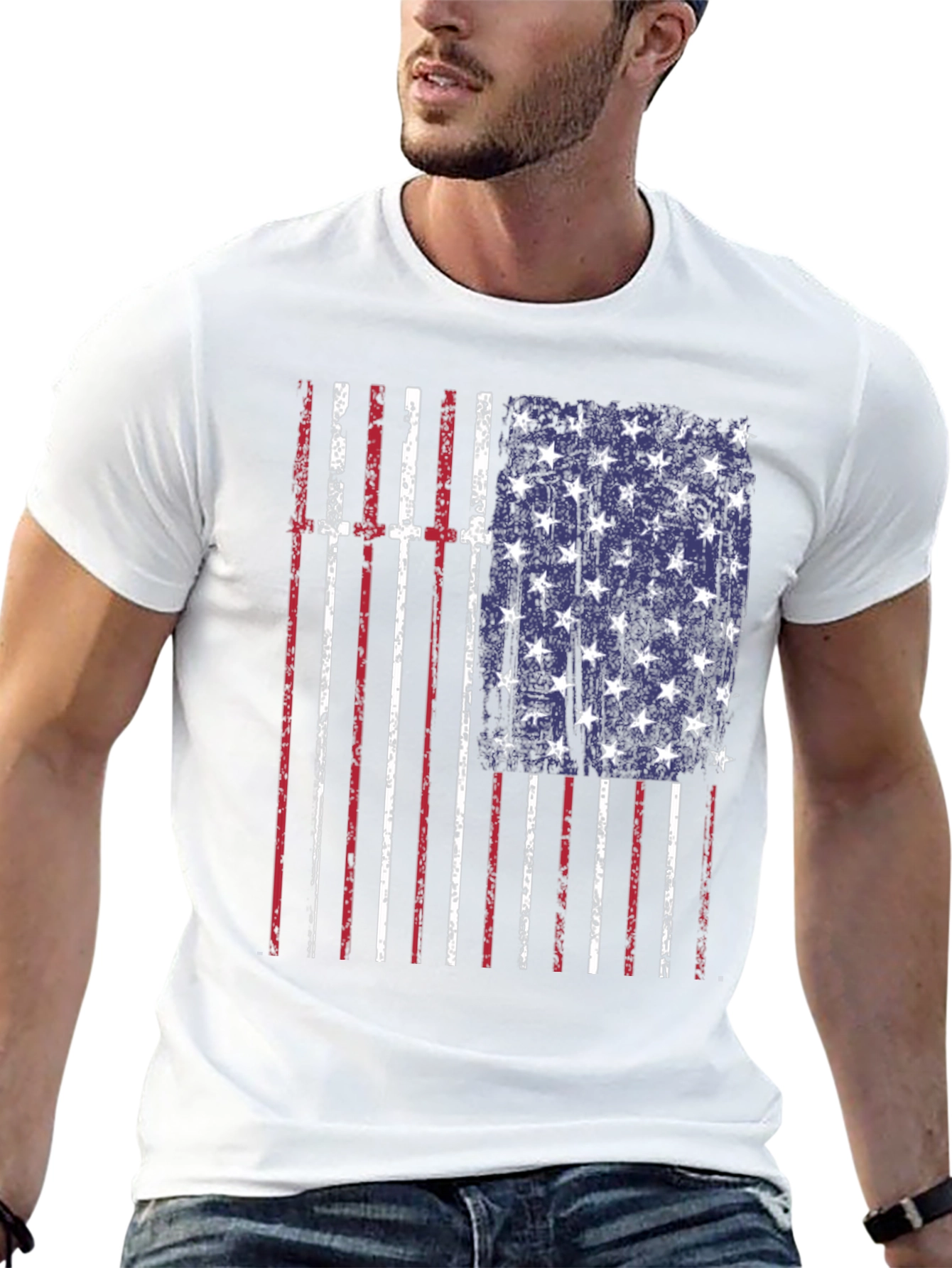 American Flag Distressed T-Shirt