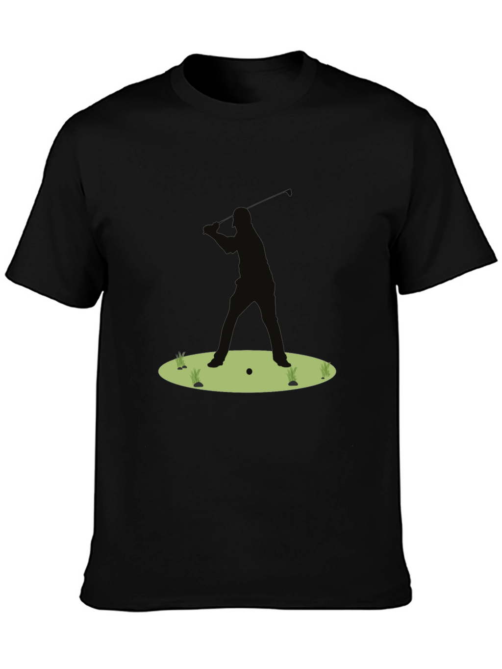 Golf Silhouette Tee - Black Cotton Golfers Shirt