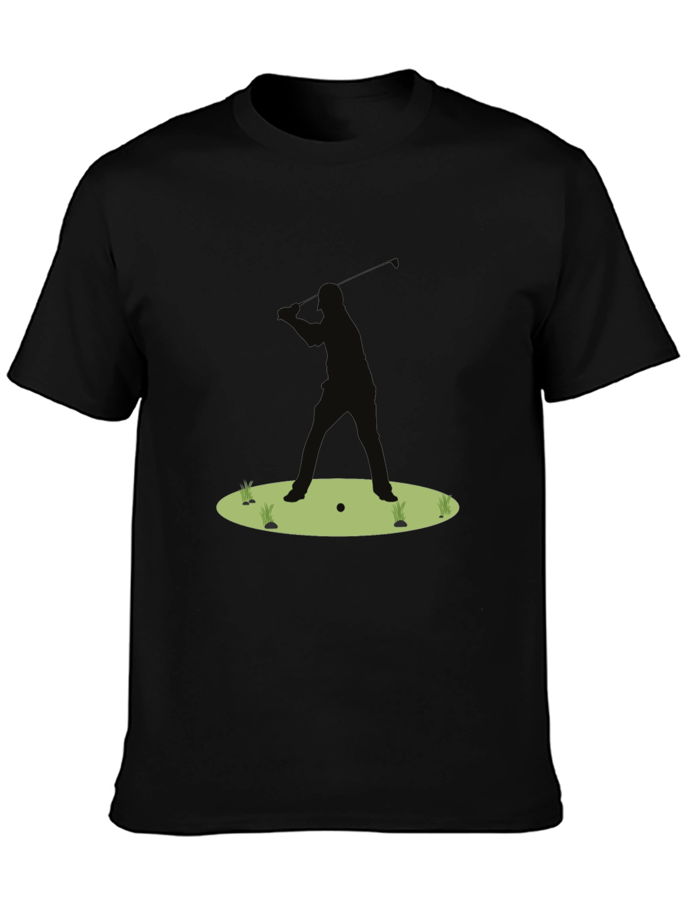Golf Silhouette Tee - Black Cotton Golfers Shirt