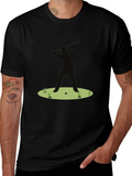 Golf Silhouette Tee - Black Cotton Golfers Shirt
