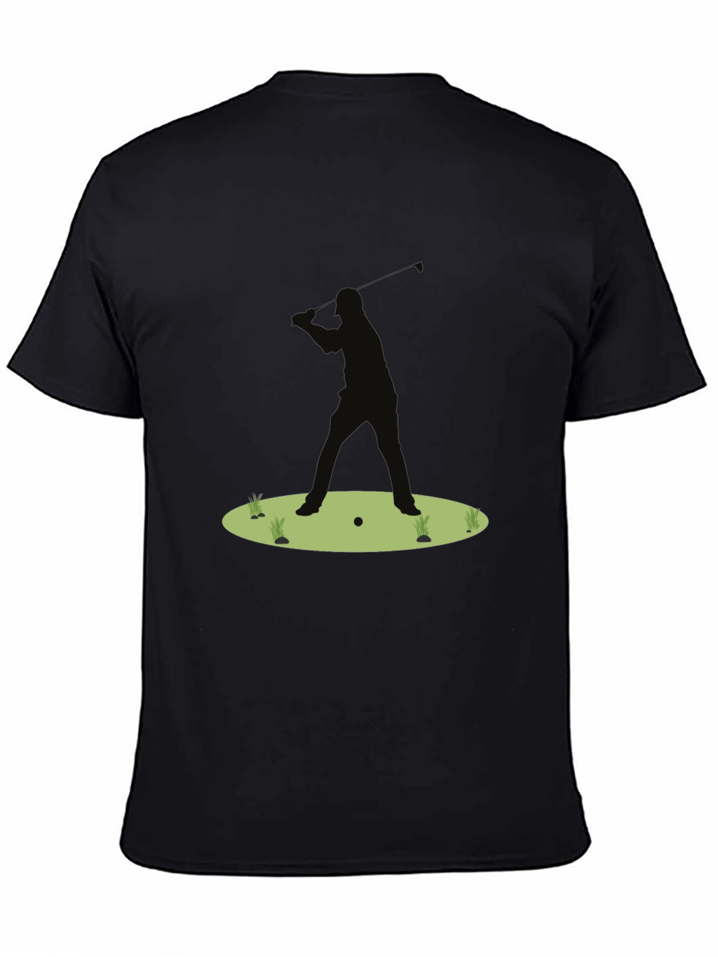 Golf Silhouette Tee - Black Cotton Golfers Shirt