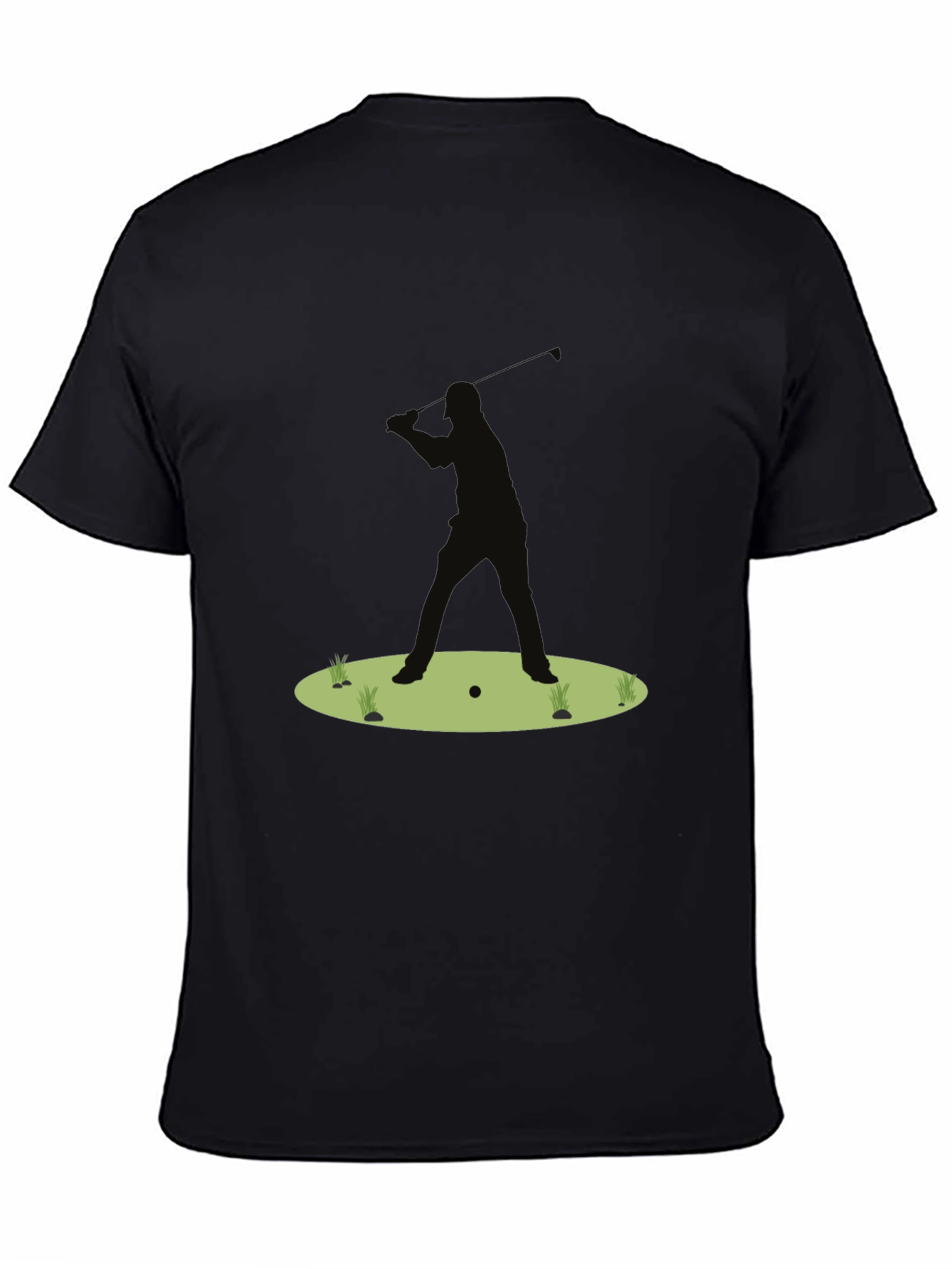 Golf Silhouette Tee - Black Cotton Golfers Shirt