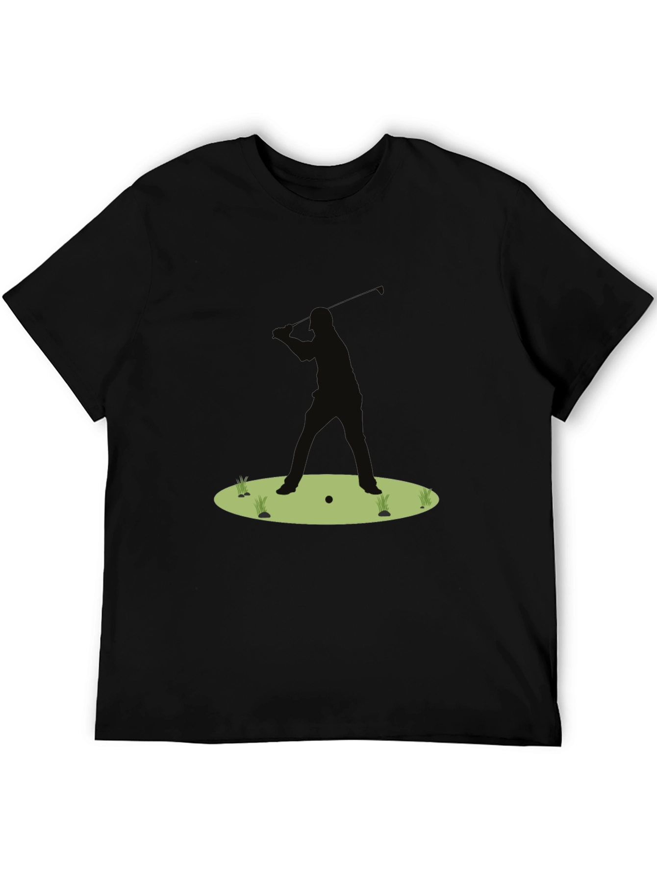 Golf Silhouette Tee - Black Cotton Golfers Shirt