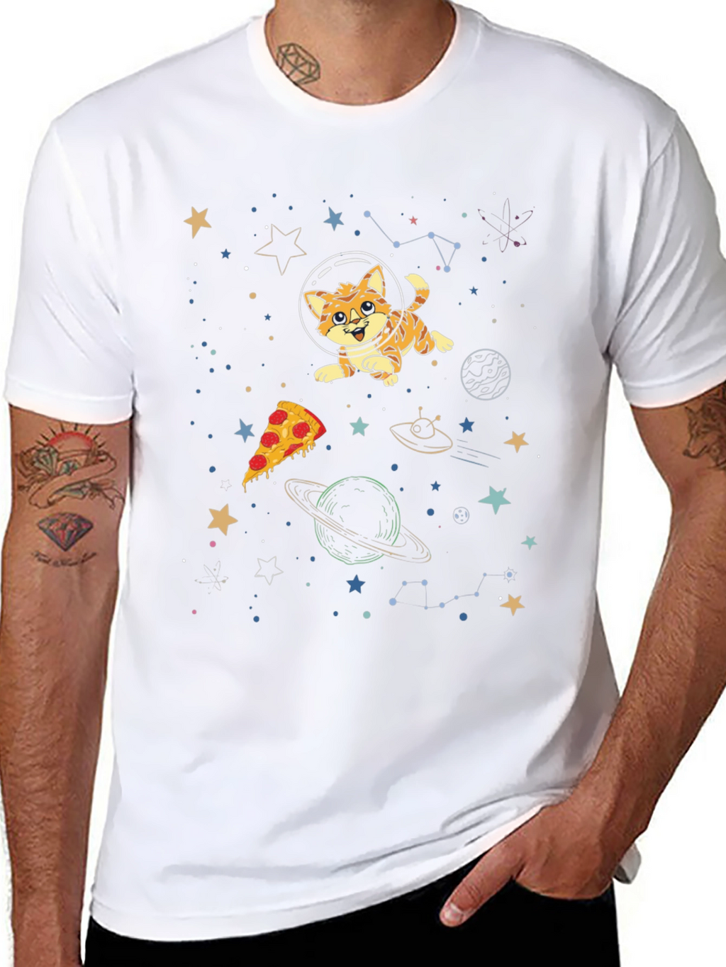 Space Cat Pizza T-Shirt
