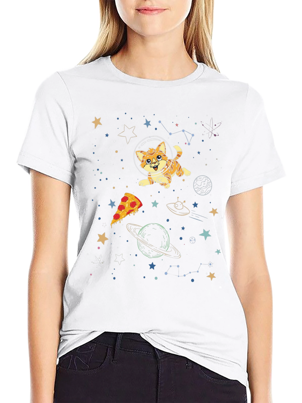 Space Cat Pizza T-Shirt