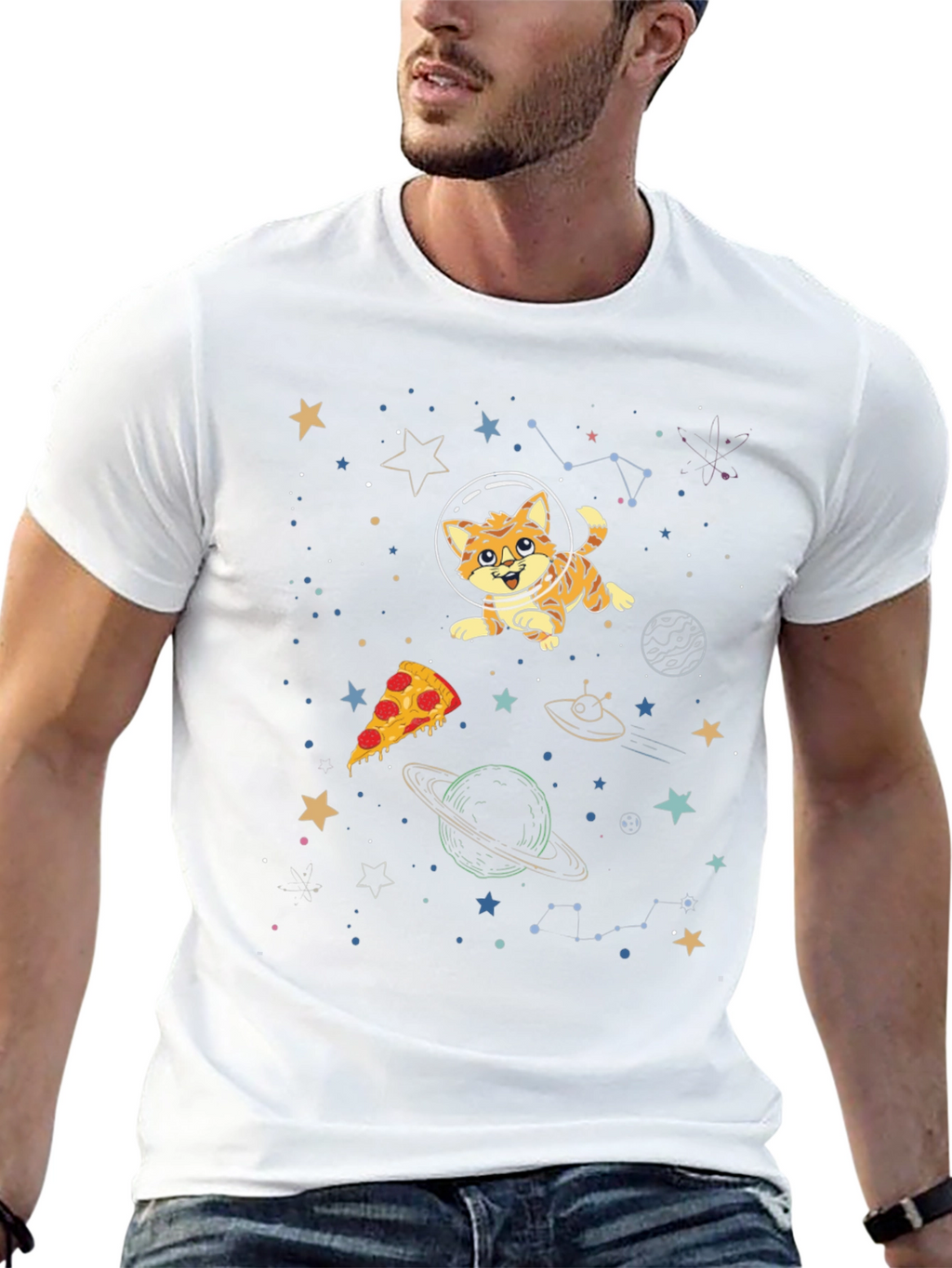 Space Cat Pizza T-Shirt