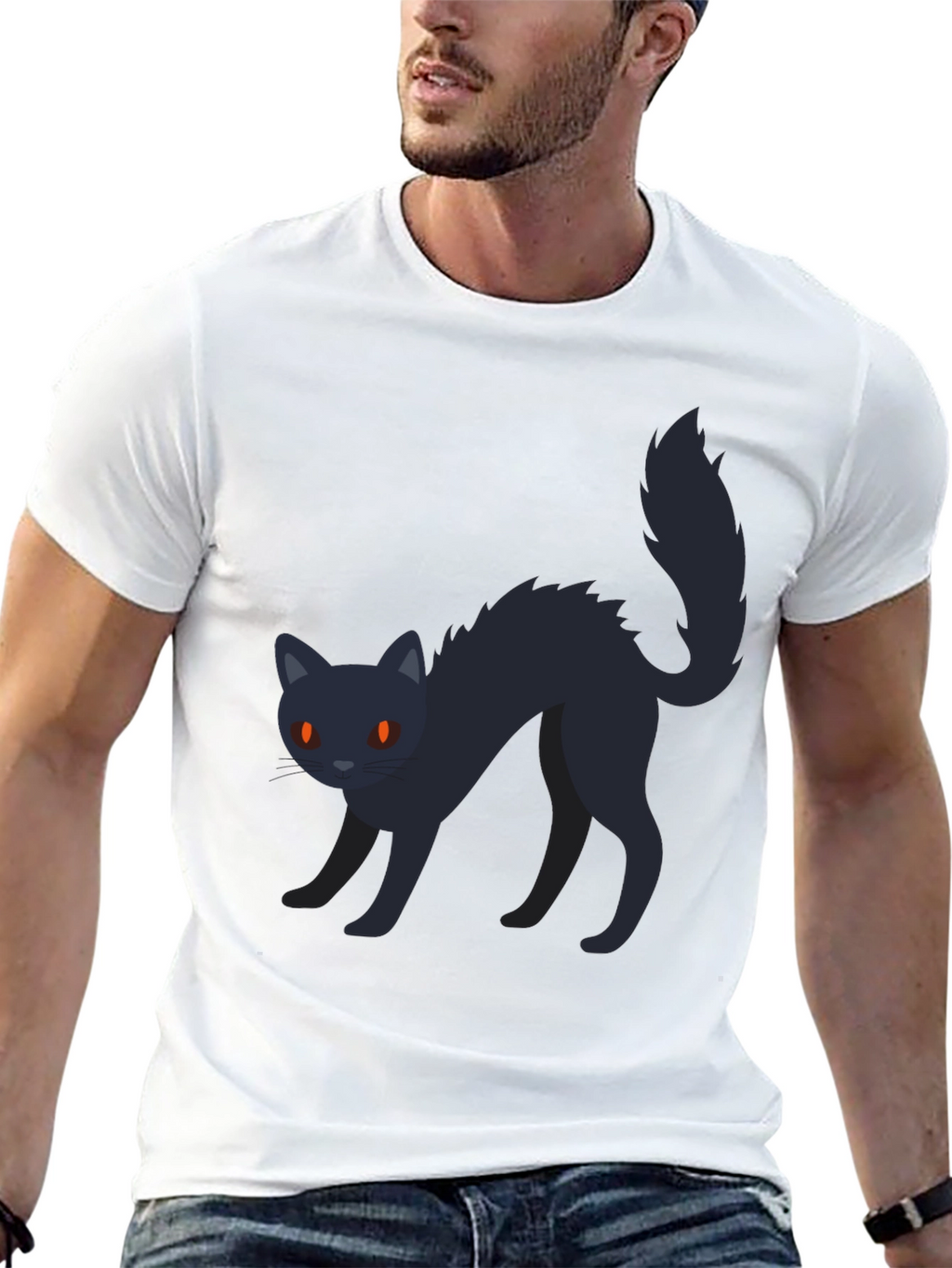 Black Cat Graphic Tee - Halloween T-Shirt