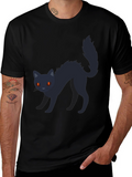 Black Cat Graphic Tee - Halloween T-Shirt