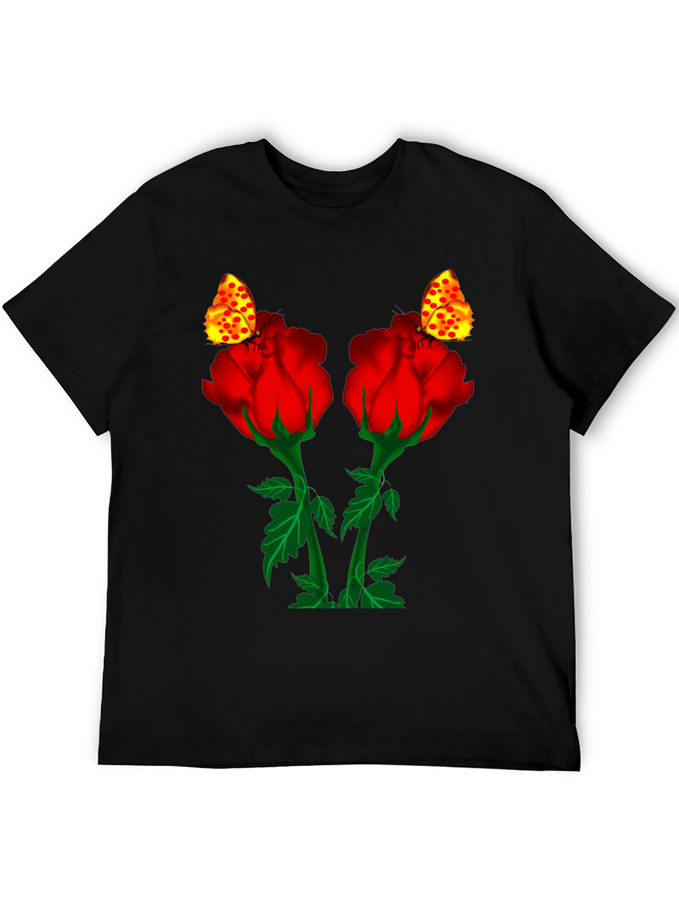 Rose & Butterfly Black Graphic Tee