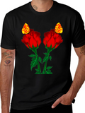 Rose & Butterfly Black Graphic Tee
