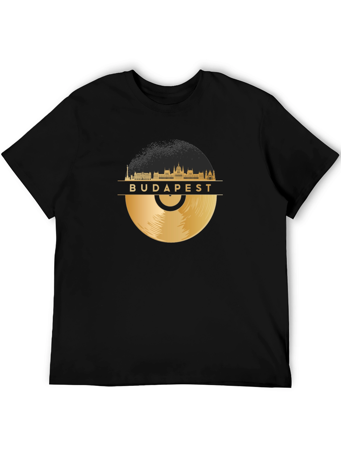 Budapest Skyline Record Graphic Tee - Black