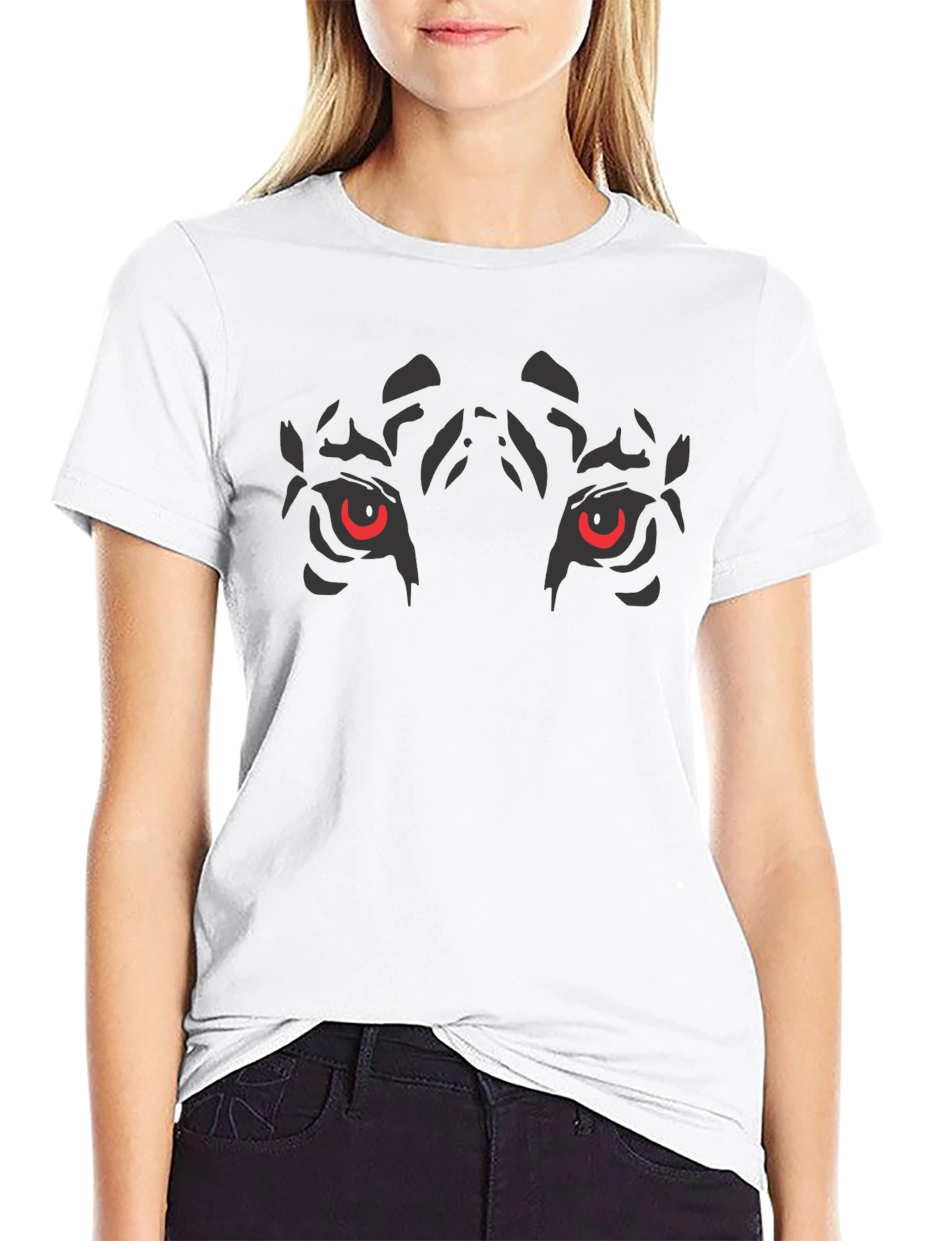 Mens Black T-Shirt - Tiger Eyes Graphic Tee