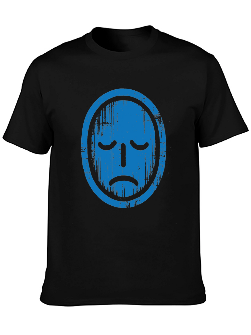 Distressed Blue Face Graphic Black T-Shirt