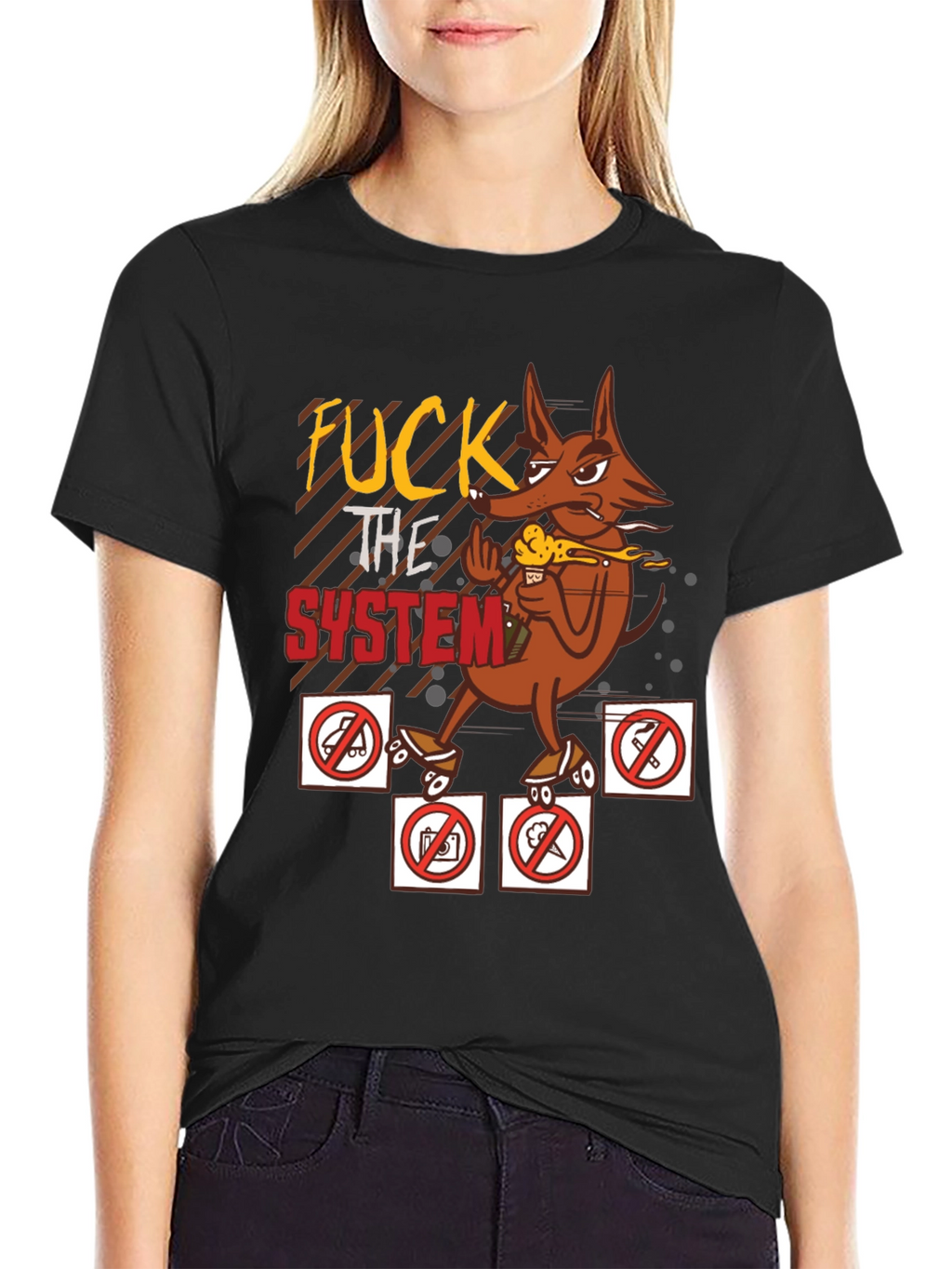 Edgy Graphic Tee - Anti-establishment Cartoon