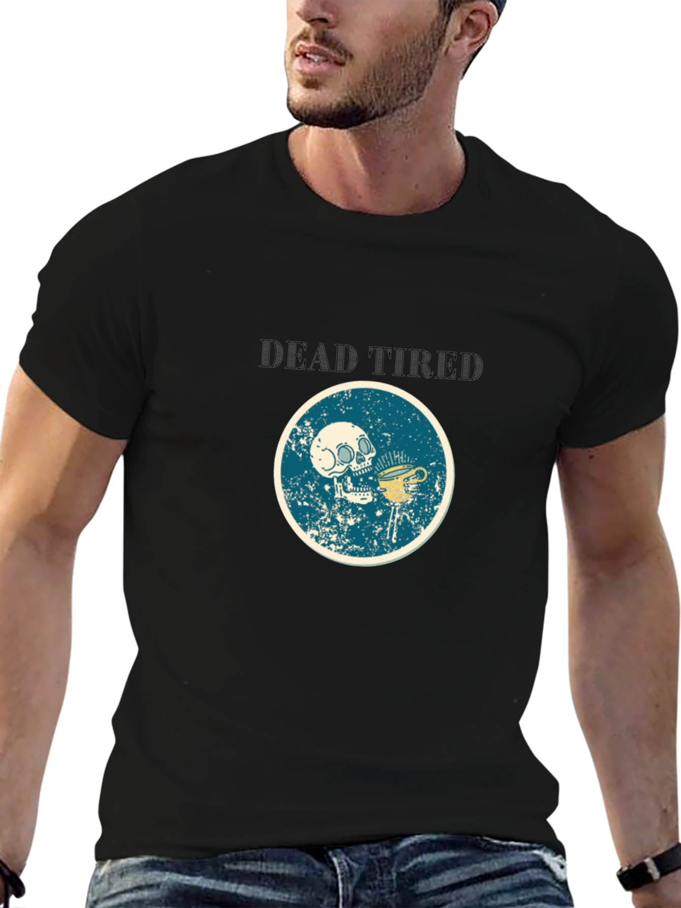 Dead Tired Skull & Coffee Graphic T-Shirt