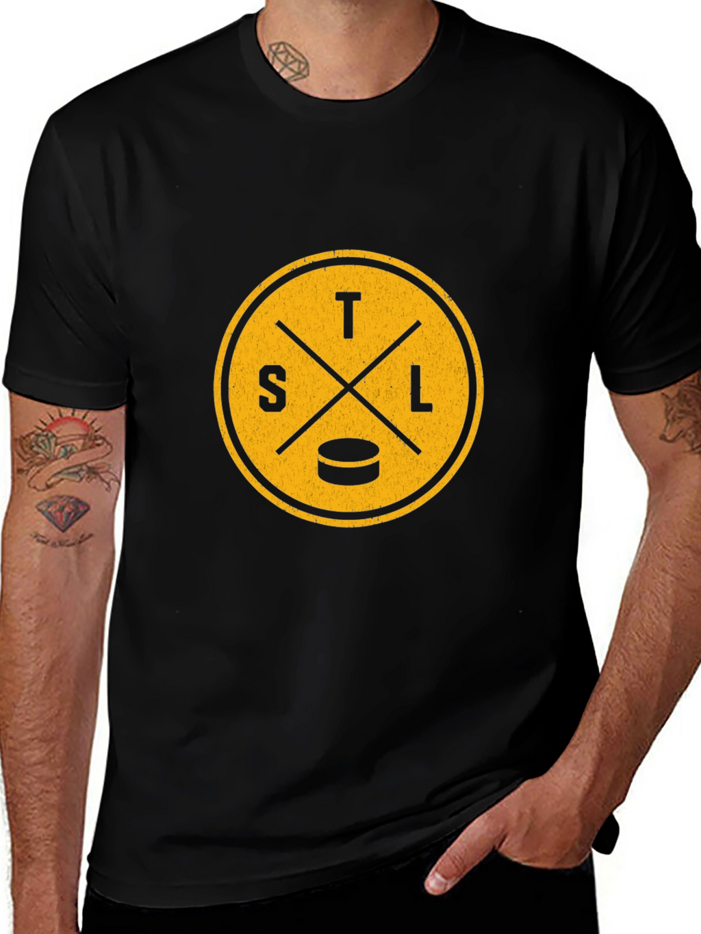 STL Hockey Graphic Tee - Black Cotton Blend