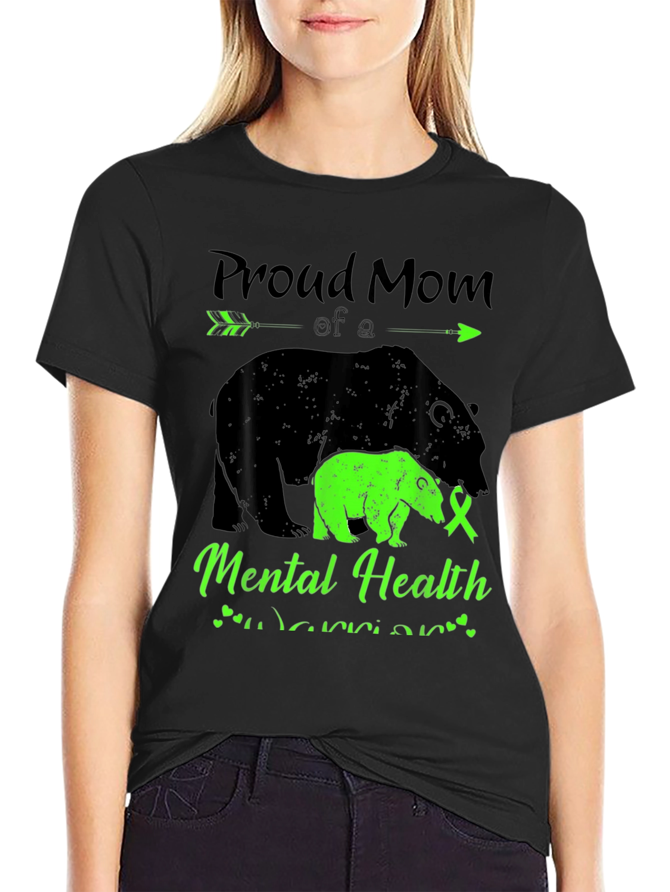 Proud Mom Mental Health Warrior Bear T-Shirt