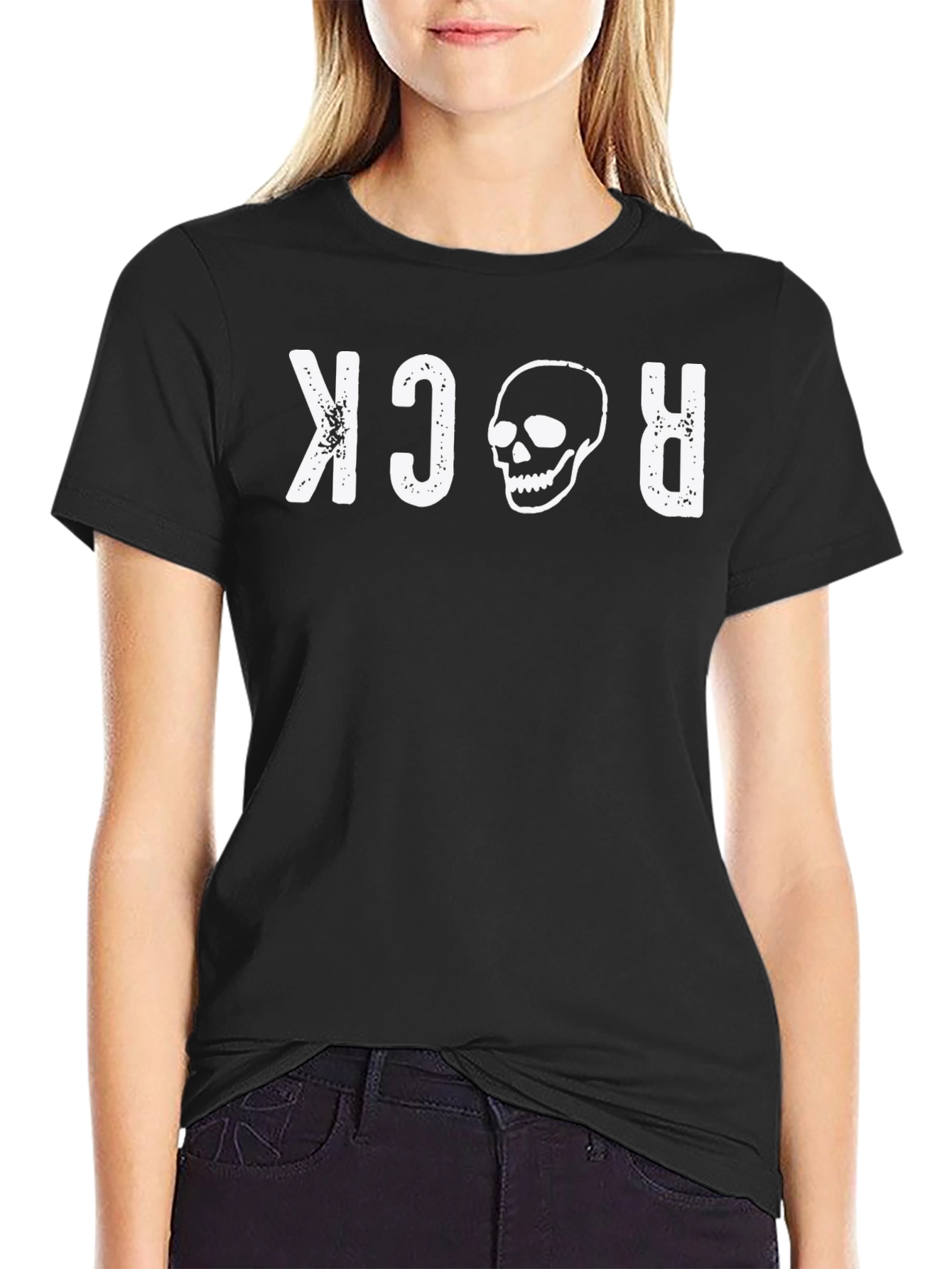 Rock Skull Graphic Tee - Mens Black T-Shirt