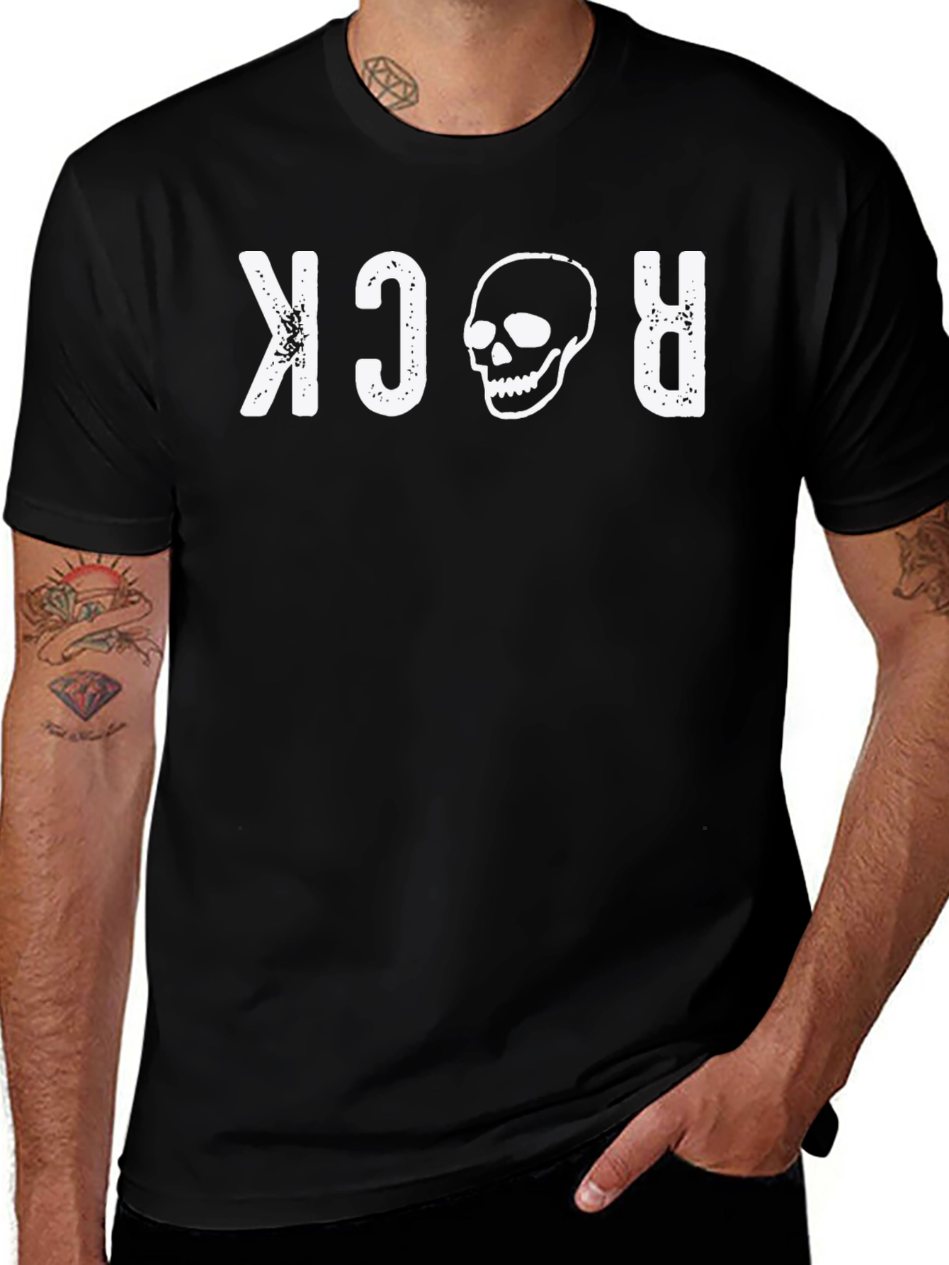 Rock Skull Graphic Tee - Mens Black T-Shirt