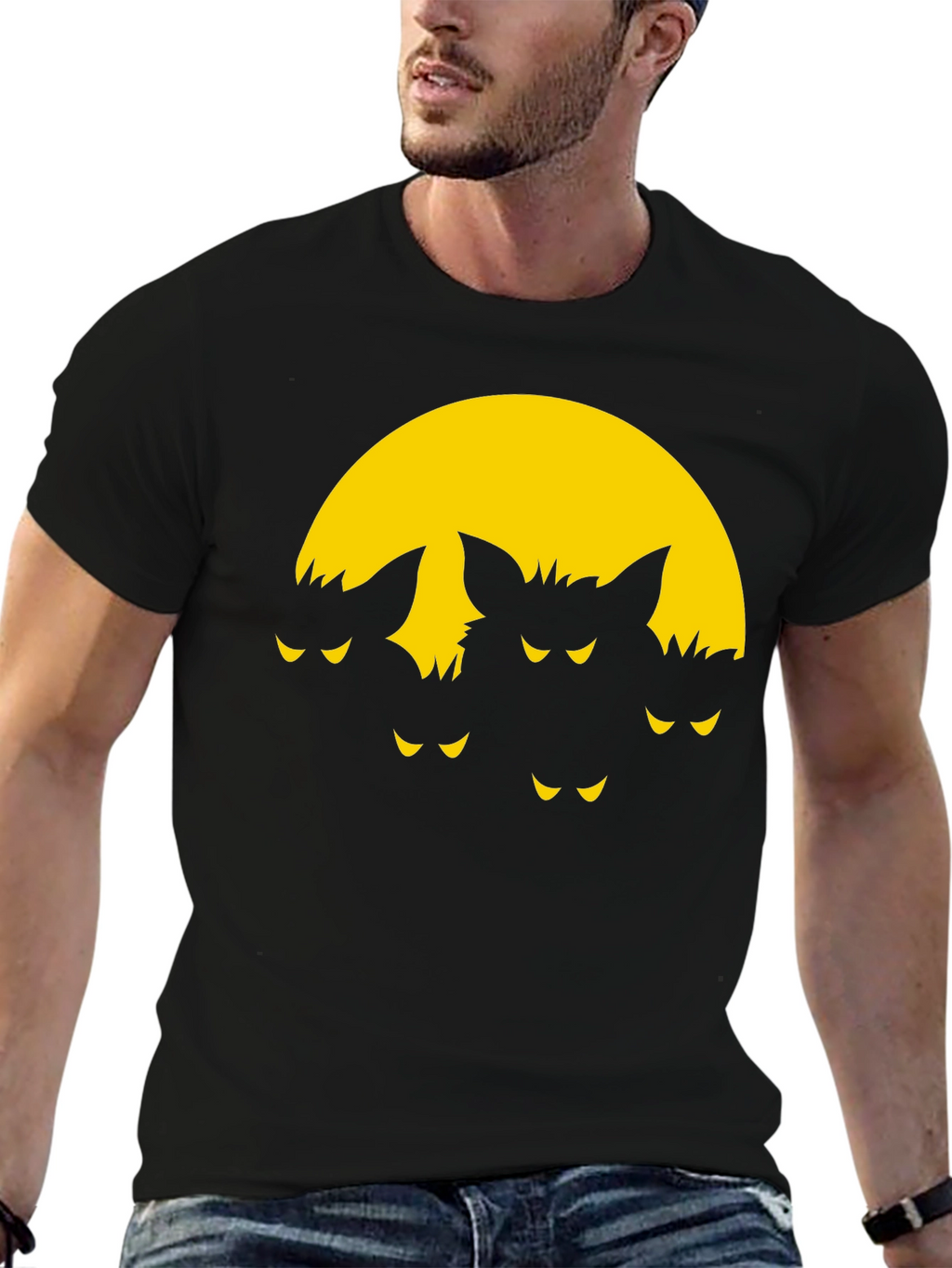 Spooky Bat Moon Graphic T-Shirt