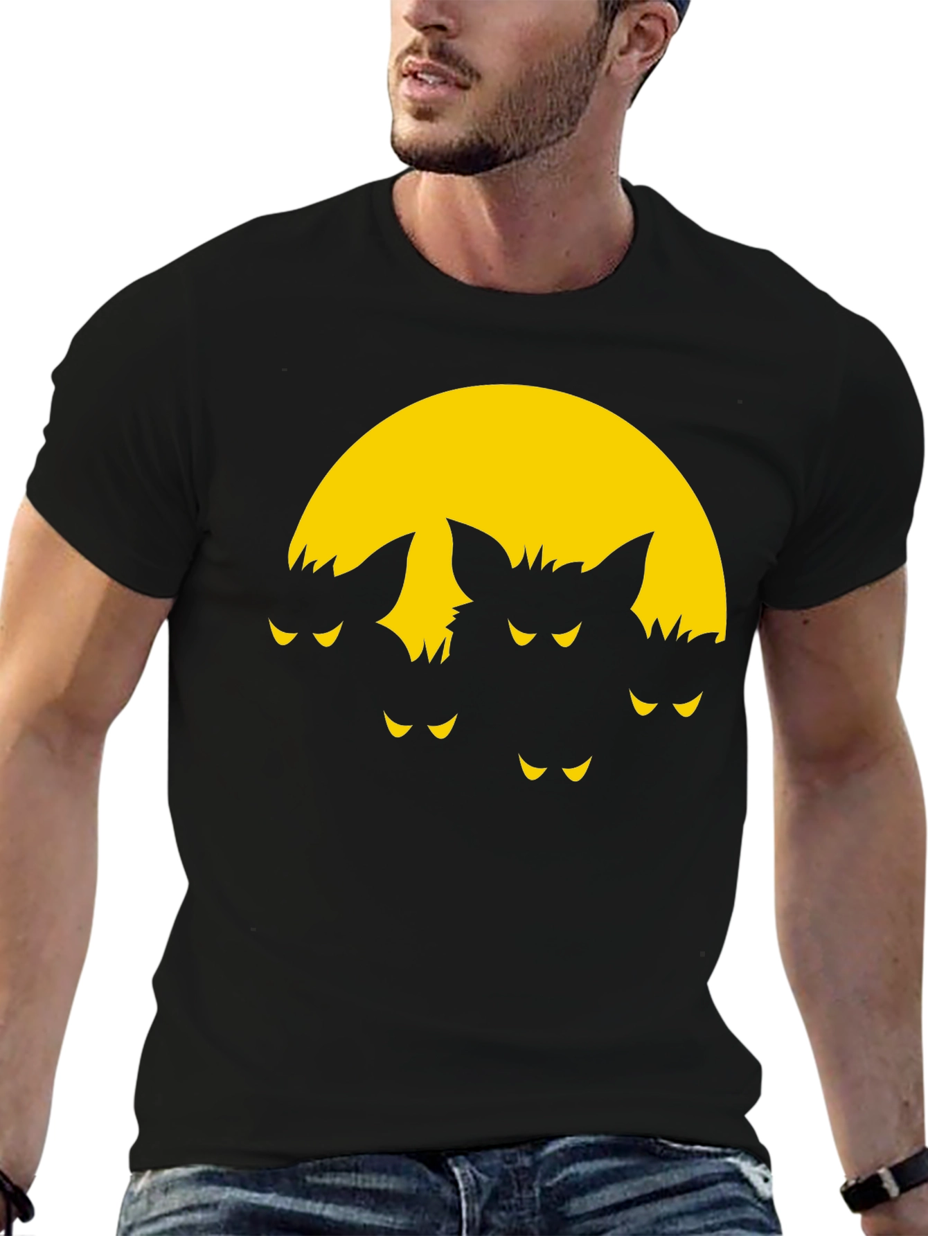 Spooky Bat Moon Graphic T-Shirt