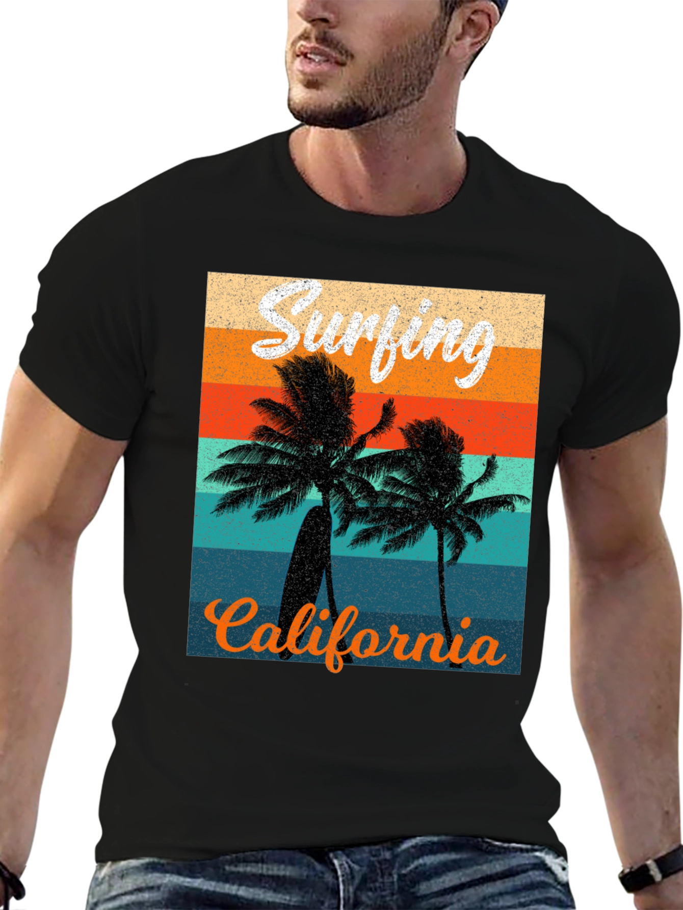 Retro Surfing California Graphic Tee