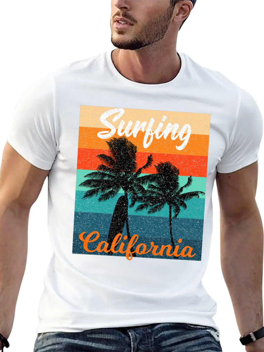Retro Surfing California Graphic Tee