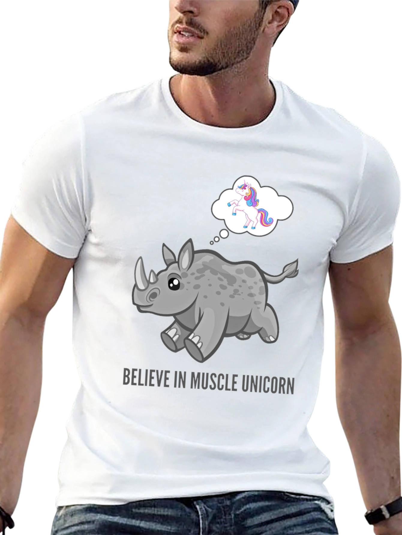 Muscle Unicorn Graphic Tee - Black