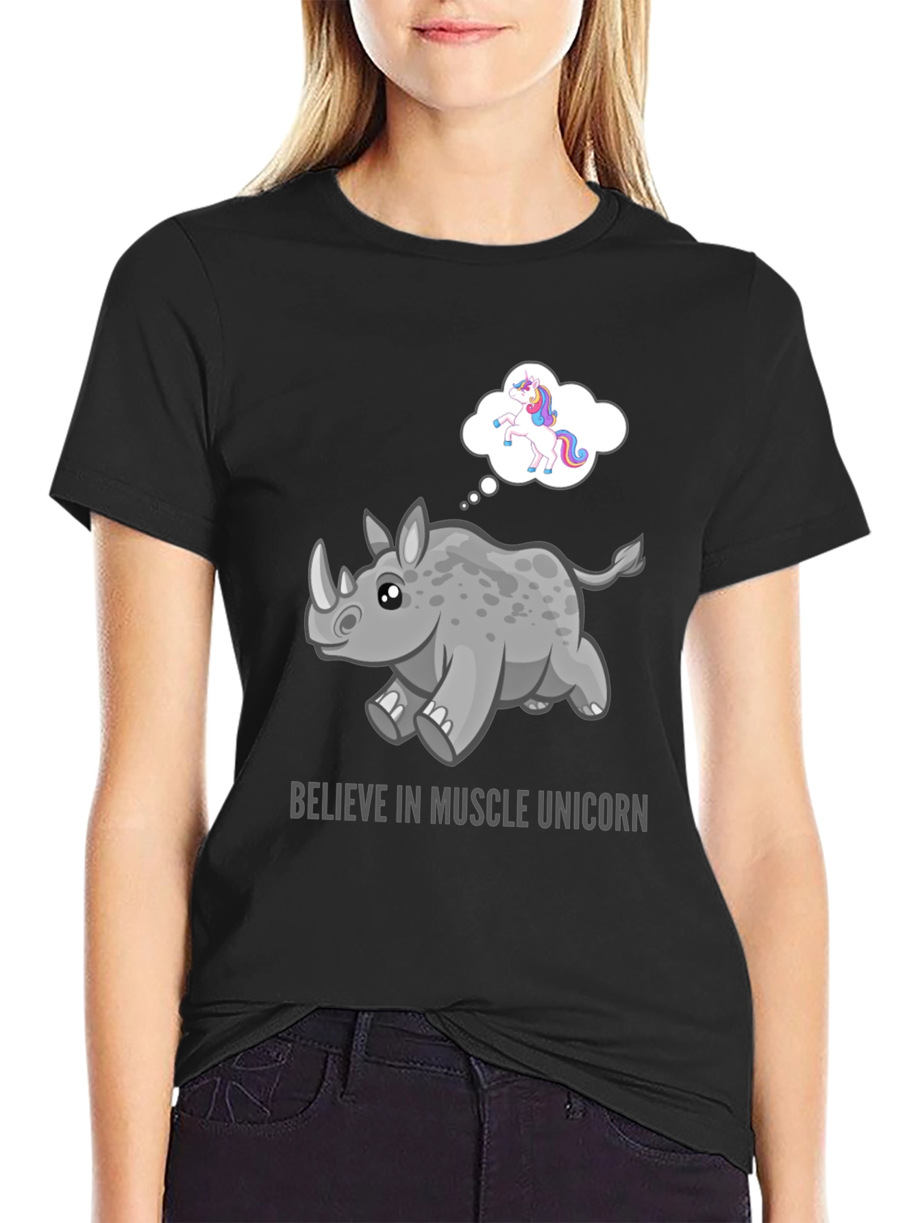 Muscle Unicorn Graphic Tee - Black