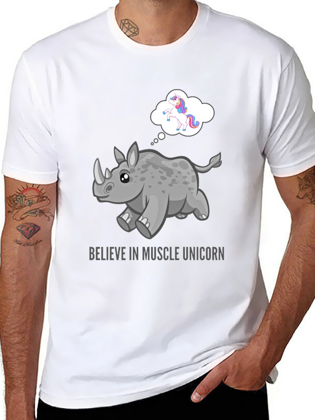 Muscle Unicorn Graphic Tee - Black