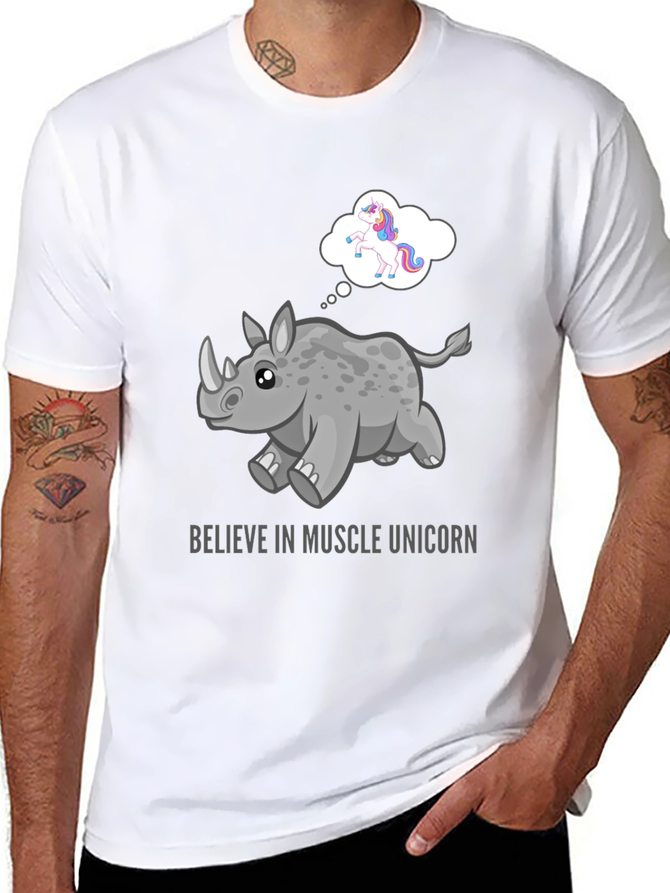 Muscle Unicorn Graphic Tee - Black