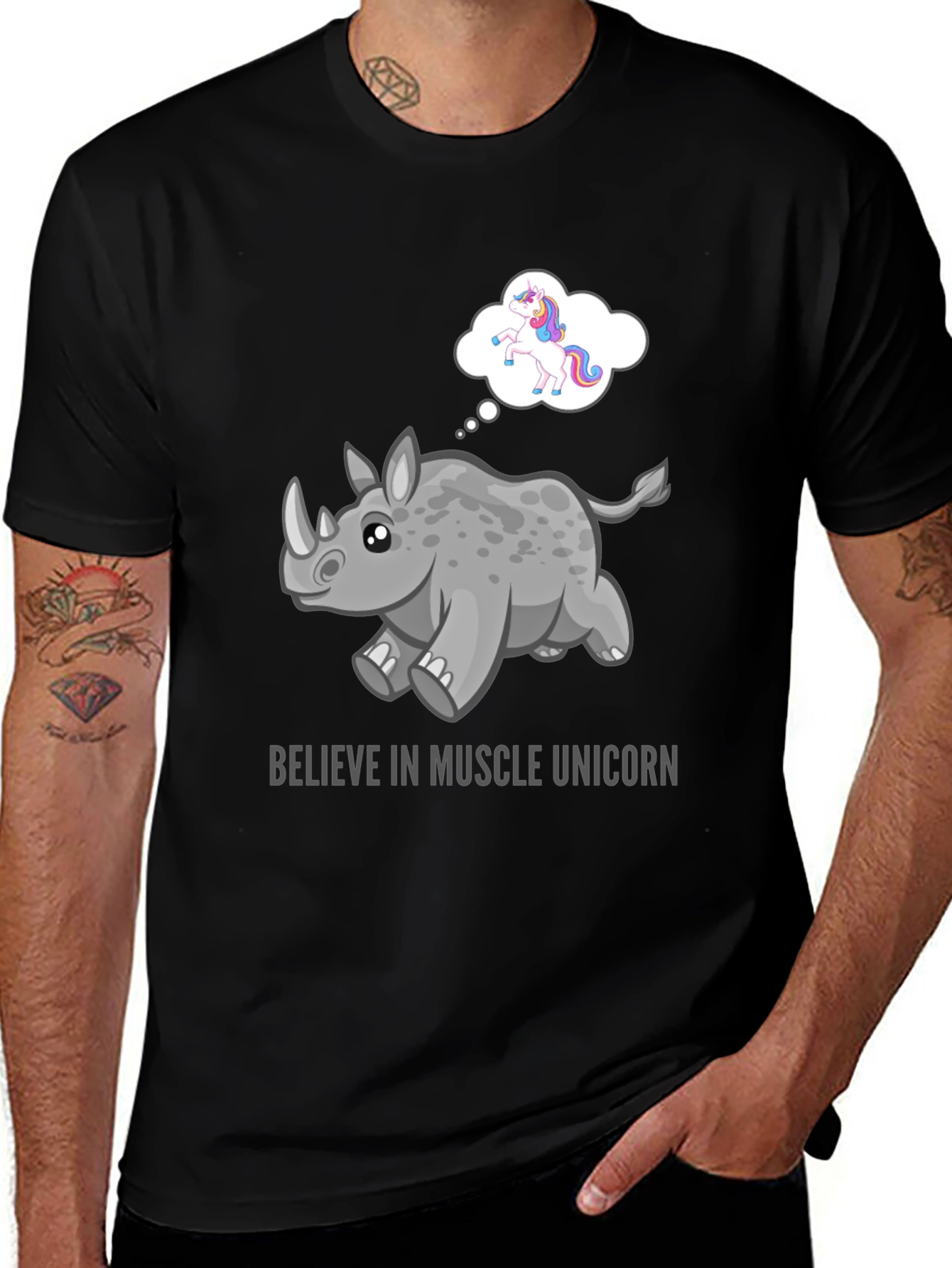 Muscle Unicorn Graphic Tee - Black