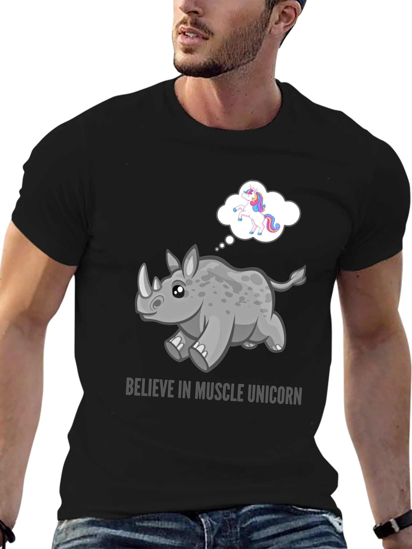 Muscle Unicorn Graphic Tee - Black