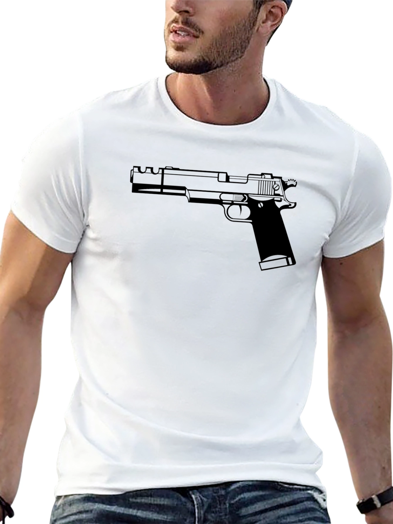 Gun Graphic Tee - Edgy Style