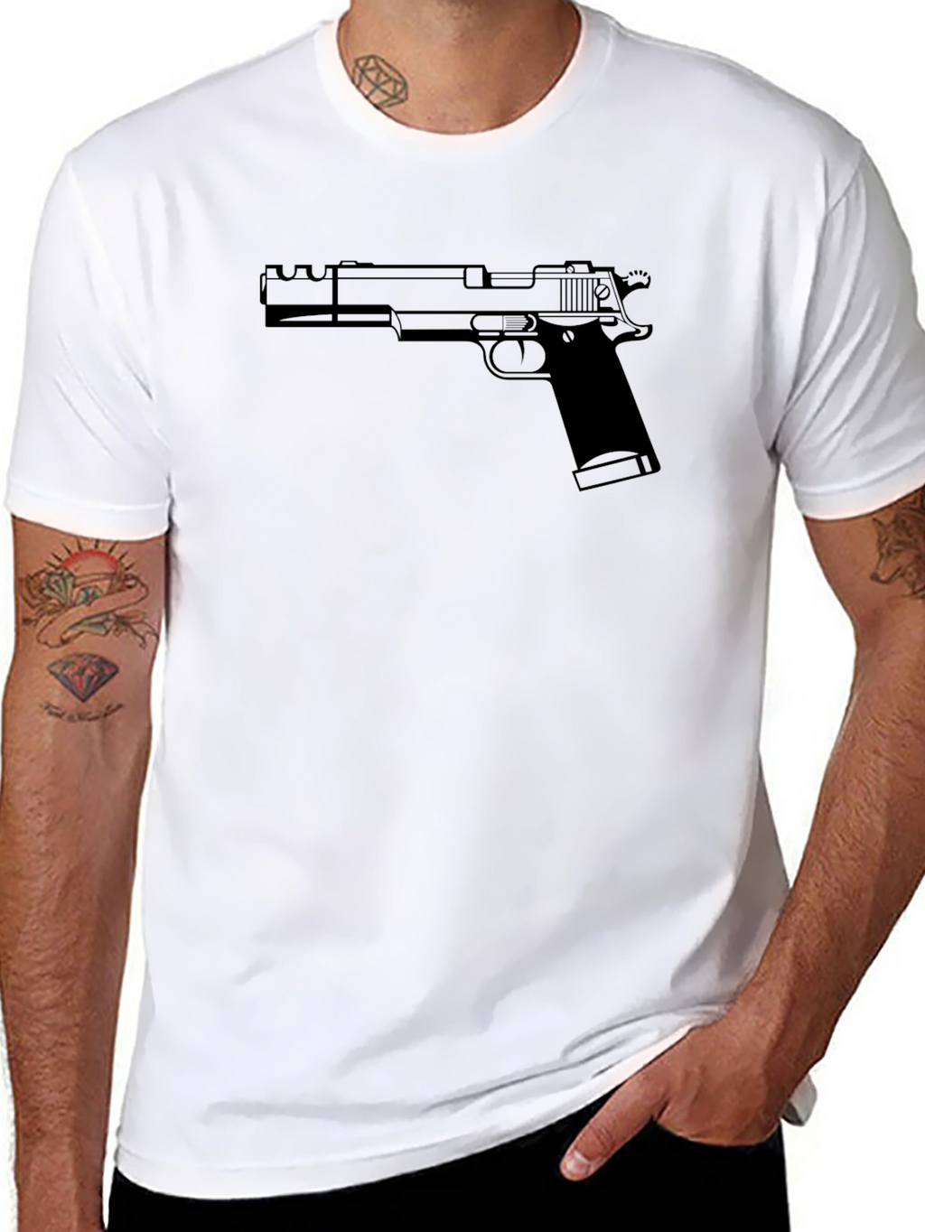 Gun Graphic Tee - Edgy Style