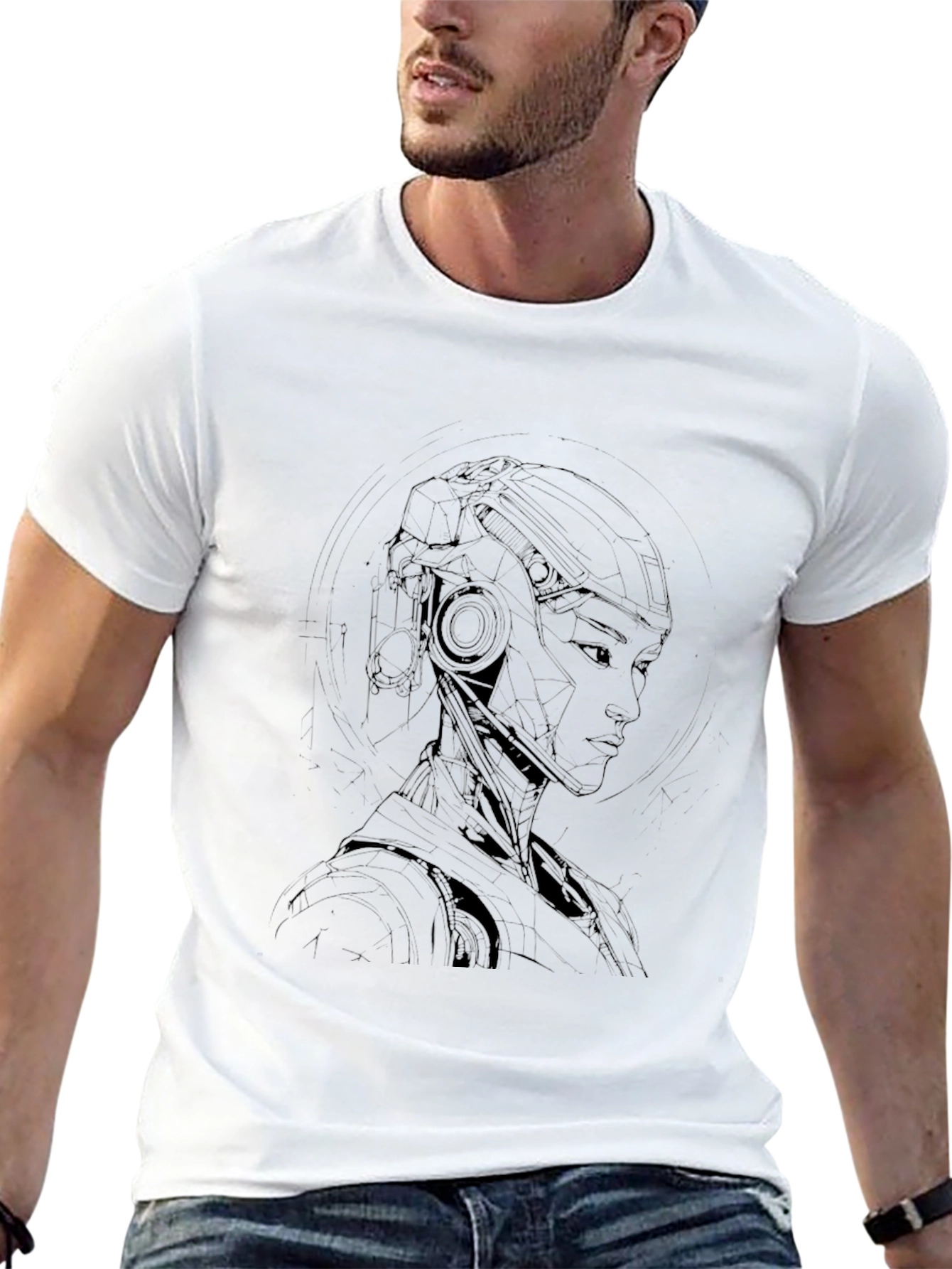 Cyberpunk Robot Graphic Tee - Cool Black T-Shirt