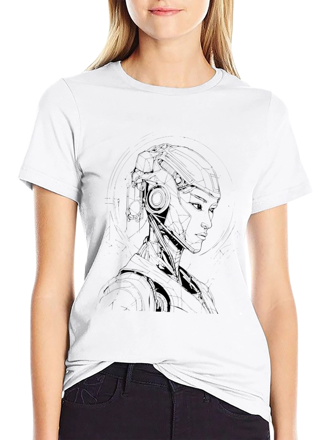 Cyberpunk Robot Graphic Tee - Cool Black T-Shirt