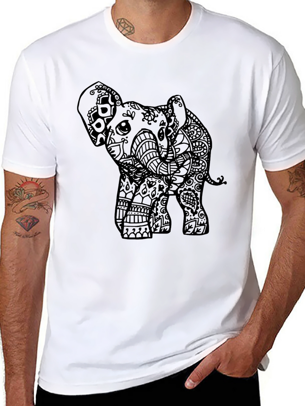 Elephant Graphic Tee - Unique Art Design