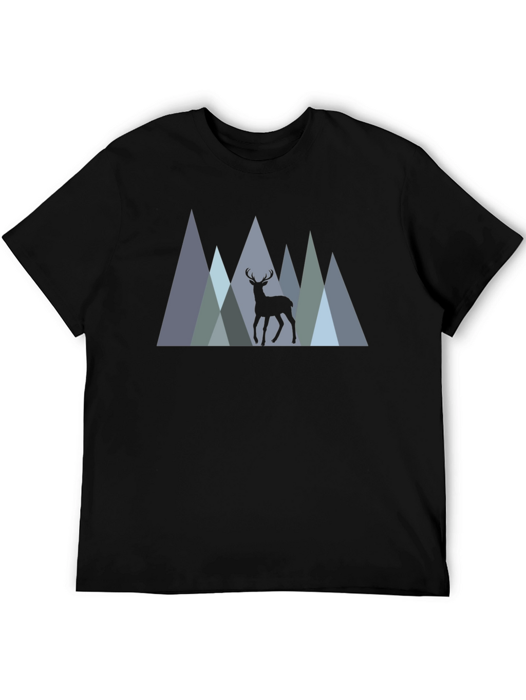 Mens Black T-Shirt Deer Mountain Graphic Tee
