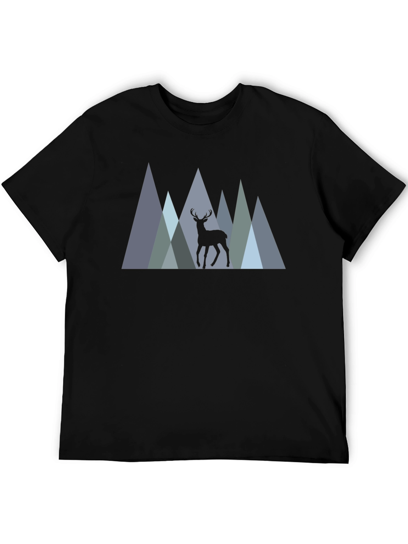 Mens Black T-Shirt Deer Mountain Graphic Tee