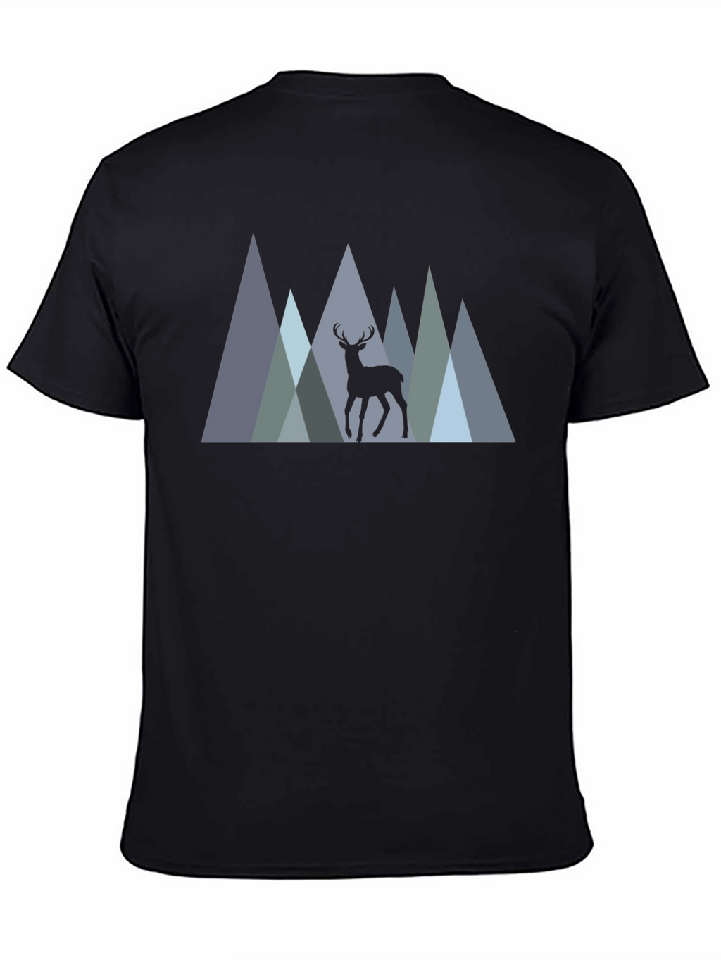 Mens Black T-Shirt Deer Mountain Graphic Tee