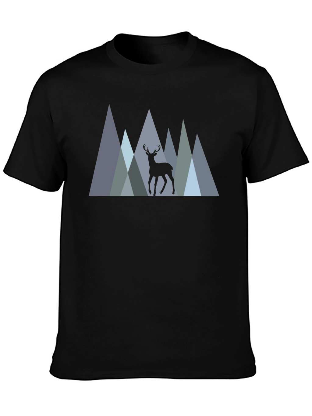 Mens Black T-Shirt Deer Mountain Graphic Tee